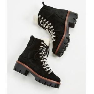 Jeffrey Campbell Culvert Suede Lace Sherpa Boots 8